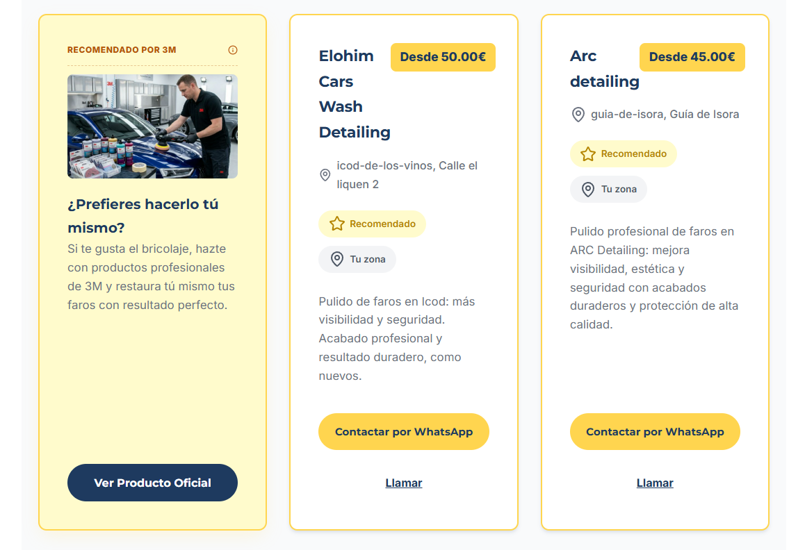 Ejemplo de Tarjeta B2B en la plataforma